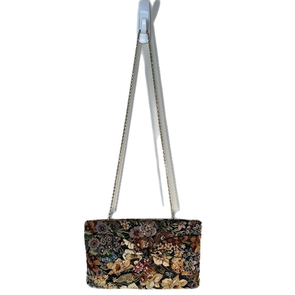 EVC Vintage Tapestry Bow Floral Clutch/ Shoulder Bag Pristine condition! - Picture 2 of 13